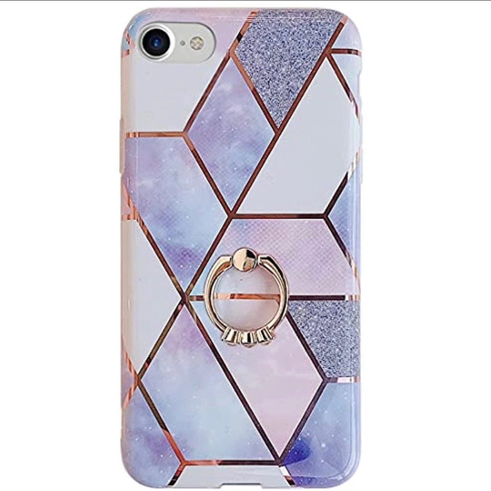 Compatible For IPhone 12 Bronzing Marble Fashion 360• Rotating Ring stand